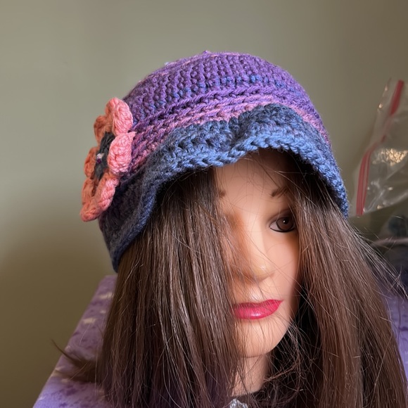 Crochet flower newsboy medium soft acrylic mandala yarn new delicate - Picture 6 of 6